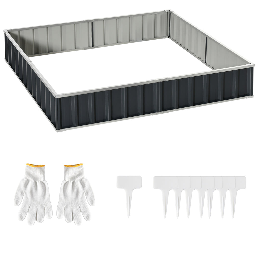 645L Metal Raised Garden Bed, DIY Large Steel Planter Box, No Bottom w/ A Pairs of Glove for Backyard, Patio to Grow Vegetables, Herbs, and Flowers, 258cmx90cm