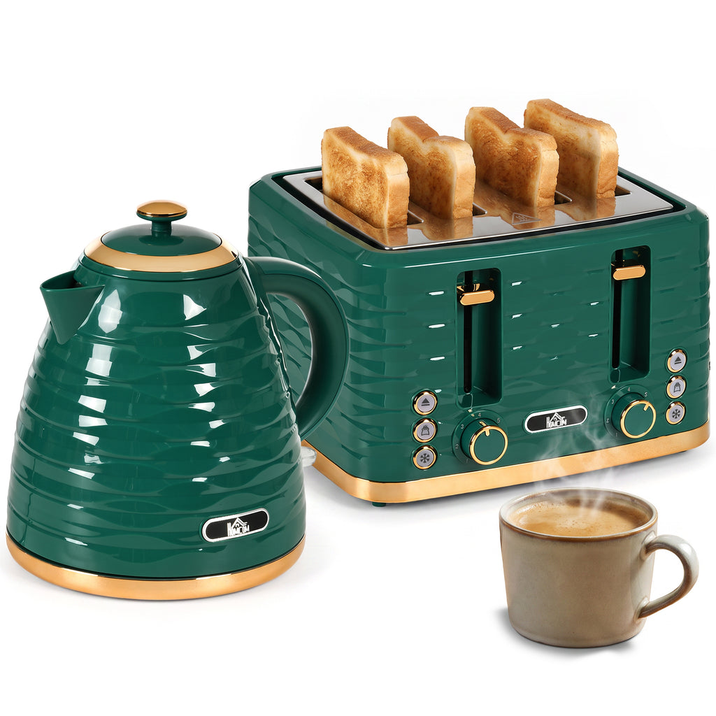 2-in-1 Toaster und Wasserkocher Set, 7 Bräunungsstufen, Auftau- und Aufwärmfunktion, Grün