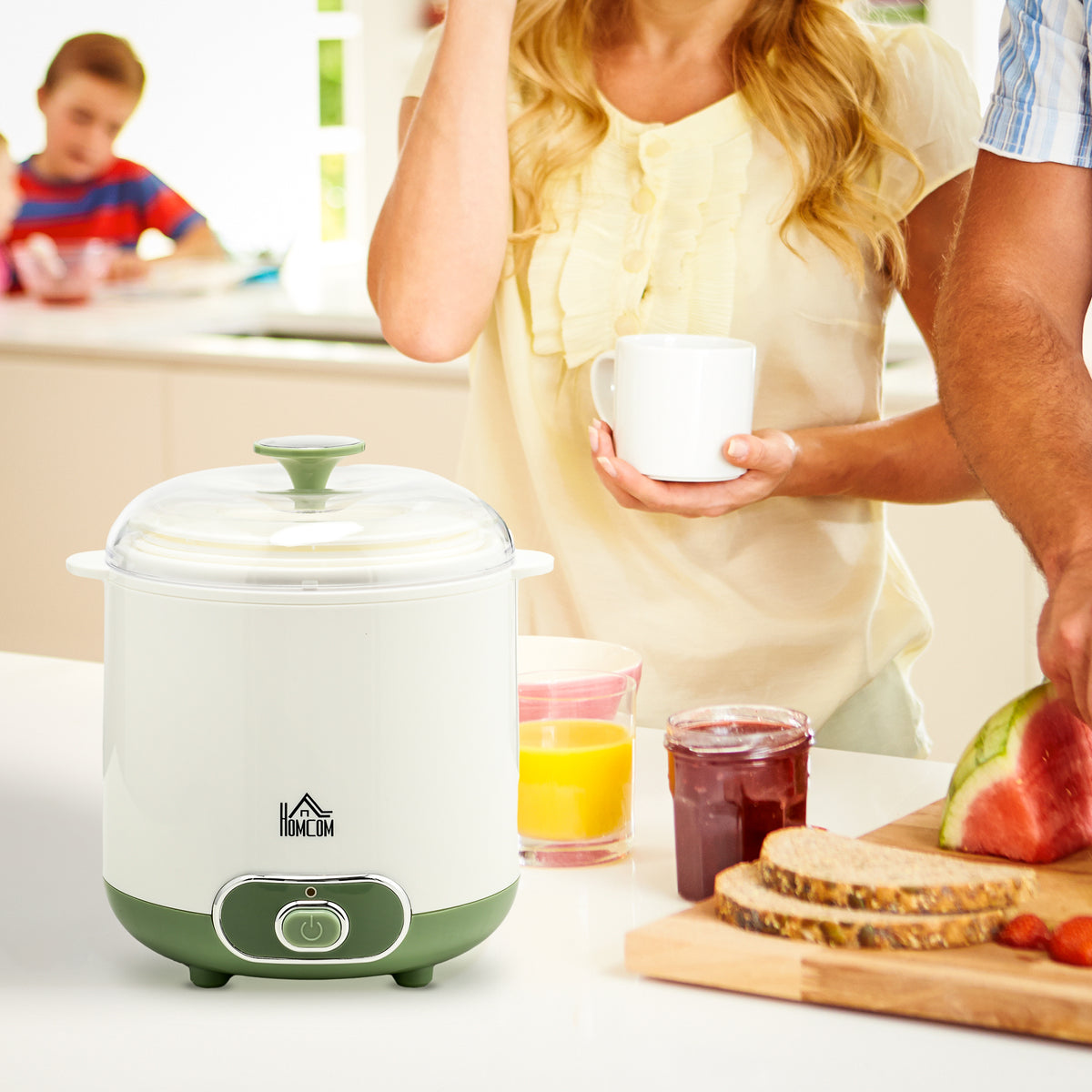 Joghurtbereiter, 1,5 L Joghurtmaschine mit Sieb, Deckel, 20 W Joghurt-Maker für griechischen Joghurt, für 3–5 Personen, 19,5x17,5x21,4 cm, Weiß