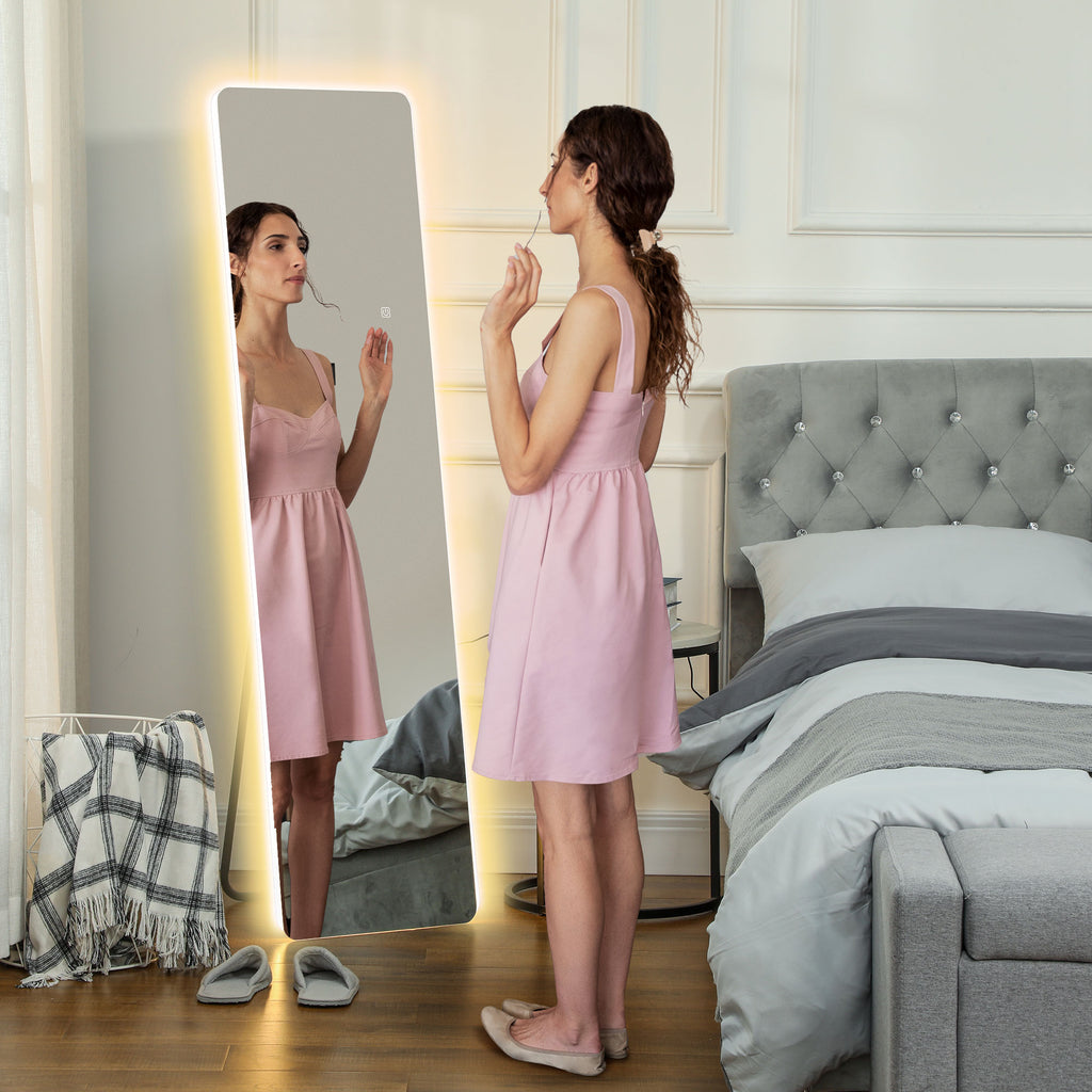LED Ganzkörperspiegel, Touch-Steuerung, dimmbar, rahmenlos, 40 x 150 cm