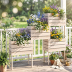 Hochbeet Blumenkasten Pflanzenkasten, wetterbest?ndig, Massivholz, 50 cm x 30 cm x 60 cm, Natur