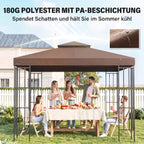 3x3 m Double-Tier Canopy Top Replacement-Coffee