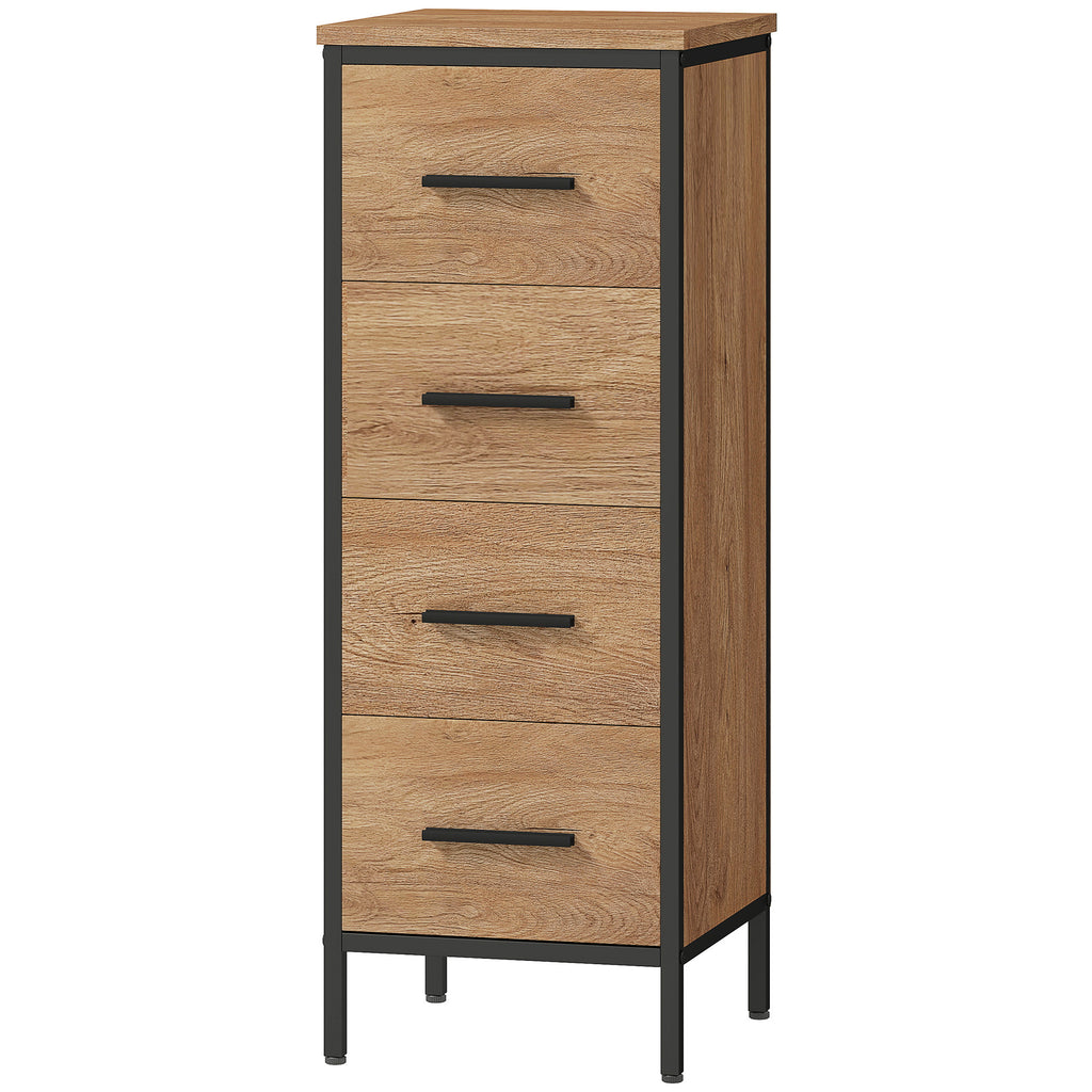 Badezimmerschrank, 4 Schubladen, kompakt, Industrie-Stil, Spanplatten, Metall
