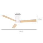 Deckenventilator mit LED-Licht, 2-in-1 Design, mit Timer, Fernbedienung, Deckenlampe mit Ventilator, Weiß+Naturholz