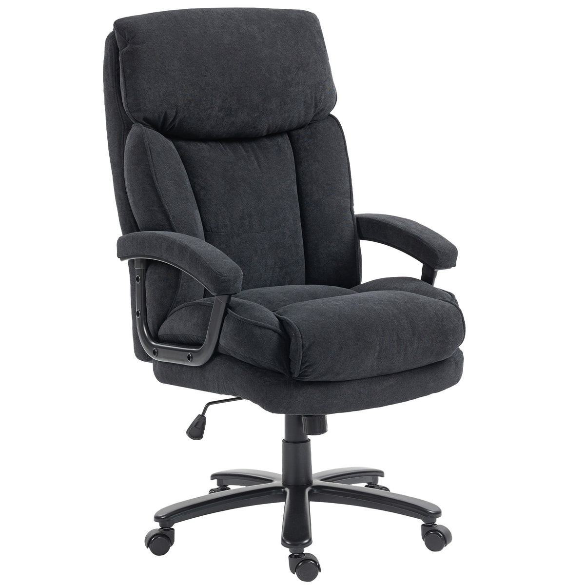Chefsessel Ergonomisch Bürostuhl bis 200 kg mit Samtoptik, Hoher Rückenlehne, für Büro und Homeoffice Schwarz