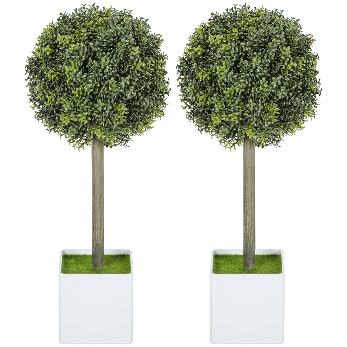 2er Set K¨¹nstliche Buchsbaum-Formschnittkugeln 45cm Kunstpflanze, Plastik K¨¹nstliche Pflanzen im Topf
