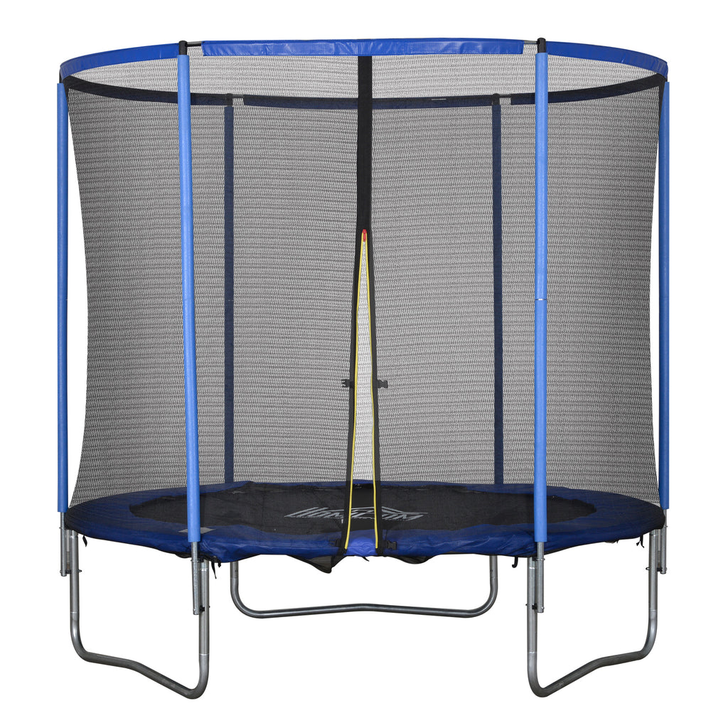 Trampolin mit Sicherheitsnetz Gartentrampolin f¨¹r Innen- und Au?enbereich Fitnesstrampolin f¨¹r Jugendliche und Erwachsene Stahl Blau+Schwarz bis 113,6 kg ?244 x 240H cm