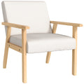 Polstersessel mit Armlehnen, Esszimmerstuhl in Leinenoptik, Massivholzrahmen, 64 x 70 x 72 cm, Creme