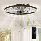 Deckenventilator mit Licht, dimmbarer LED-Deckenventilator mit Fernbedienung für Schlafzimmer und Wohnzimmer, Schwarz