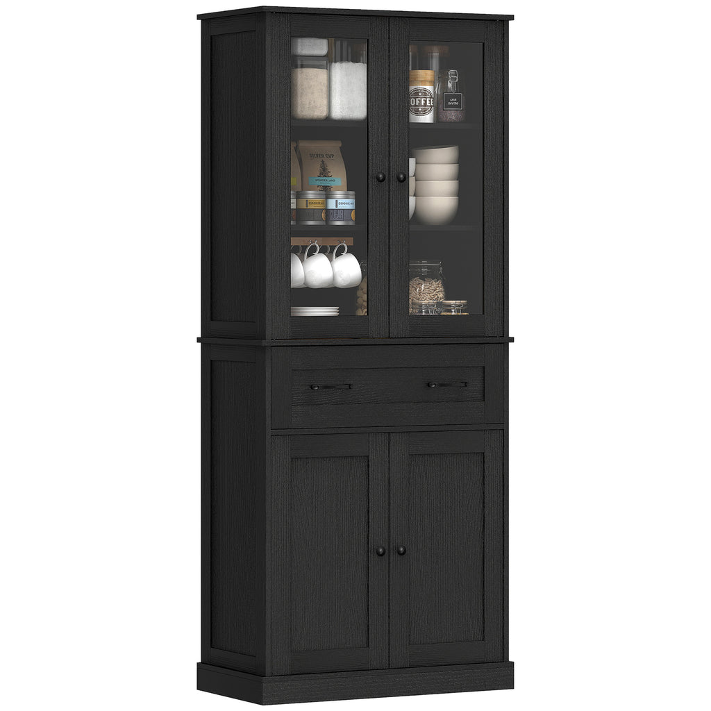 K¨¹chenschrank, Buffet, Acrylfront, Schubladen, 76 x 40 x 182,5 cm, Schwarz