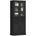 K¨¹chenschrank, Buffet, Acrylfront, Schubladen, 76 x 40 x 182,5 cm, Schwarz