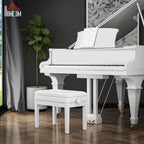 Klavierbank Höhenverstellbar mit Stauraum 54,5x33x48-58cm Weiß
