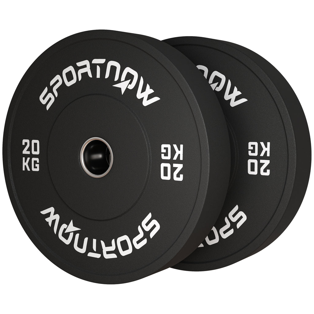Hantelscheiben-Set, 2 x 20 kg, olympischer Standard, Gummi, geräuscharm, Schwarz