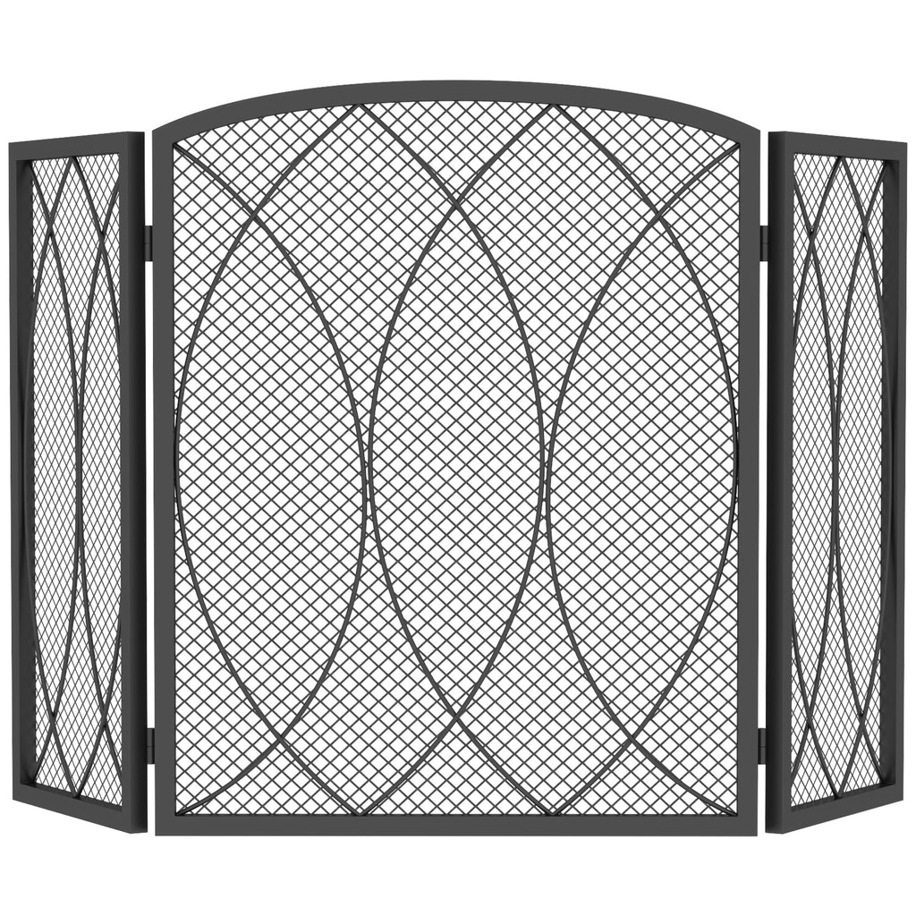 Kaminschutzgitter, 3-Teilige Faltbarer Funkenschutz 122 x 75 cm
