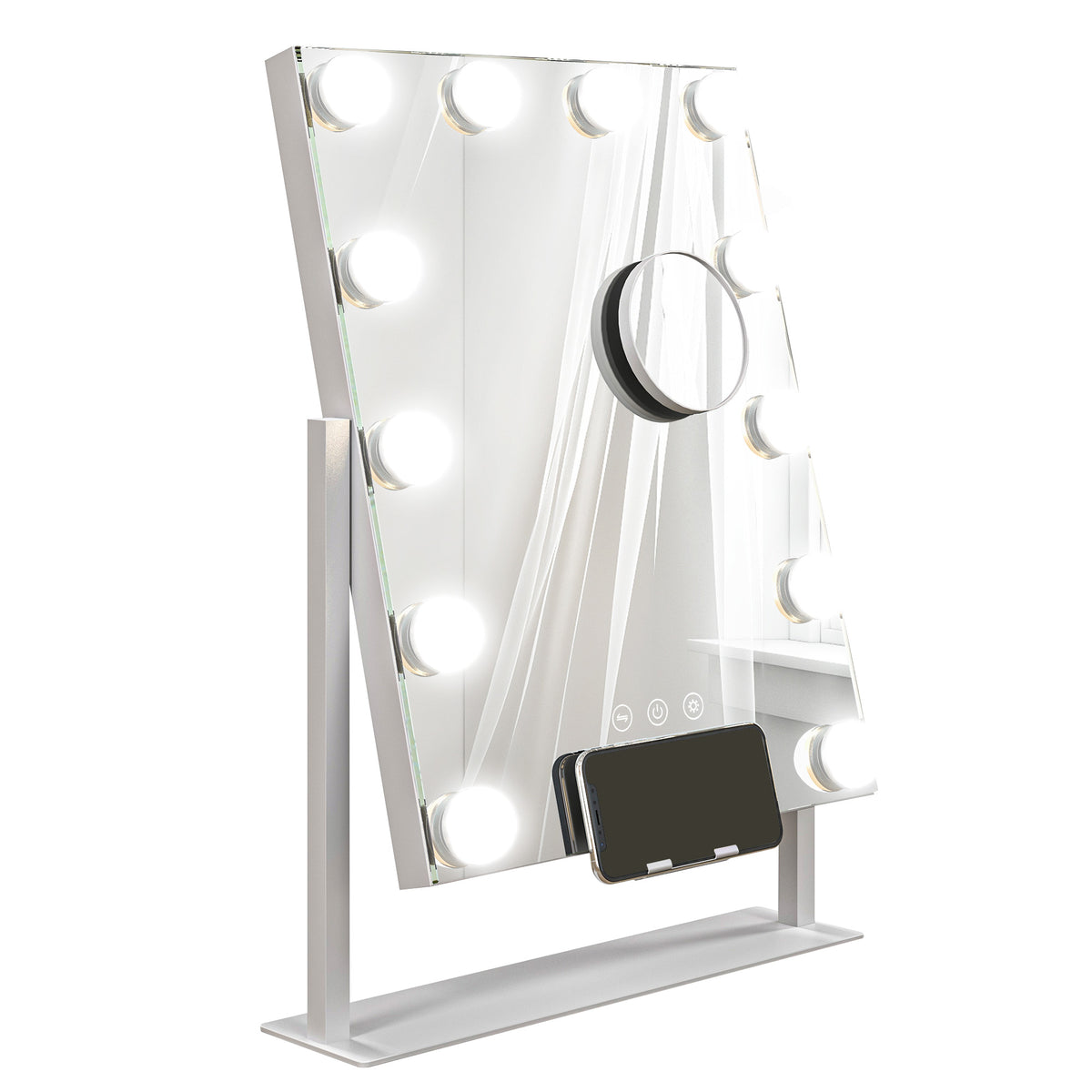 LED Kosmetikspiegel, 3 Lichtmodi, dimmbar, Touchsteuerung, USB, 37x46 cm, Weiß