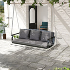 3-Sitzer Veranda-Schaukel, Gartenschaukelbank mit 3 Rückenkissen, Sitzkissen, Hängevorrichtung, Grau