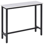 Rectangular Bar Table, Wood Effect Coffee Table for Small Space, Breakfast Dining, Kitchen, Industrial, White & Black