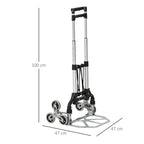 Klappbarer Treppensteiger mit 6 Rädern, inkl. Befestigungsgurt, automatische Klappfunktion, Silber + Schwarz
