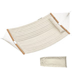 Double Hammock 2 Person Swing Bed with Spreader Bars, Pillows, Pad, 200 x 140cm, Cream White