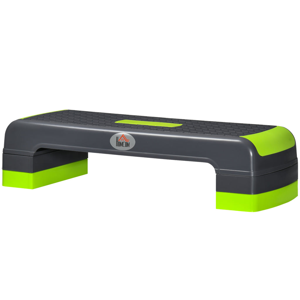 Aerobic Step with 3-Level Adjustable Heights for Home, Office Exercise, Grey and Green