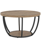 Couchtisch mit 2 Ebenen, Wohnzimmertisch 80 x 80 x 43,8 cm, Braun/Schwarz
