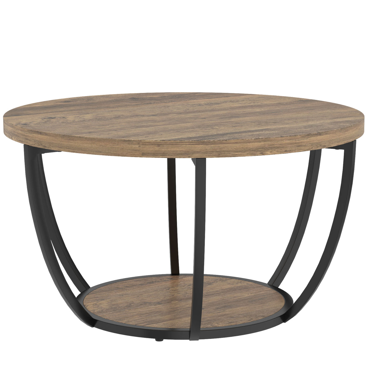 Couchtisch mit 2 Ebenen, Wohnzimmertisch 80 x 80 x 43,8 cm, Braun/Schwarz