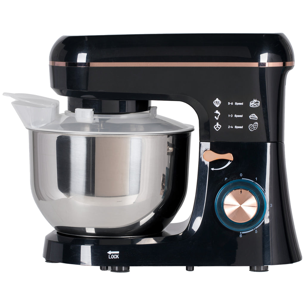 Standmixer, Küchenmaschine, Rührgerät, 6 Stufen, 5,5L Edelstahlschüssel, Schwarz