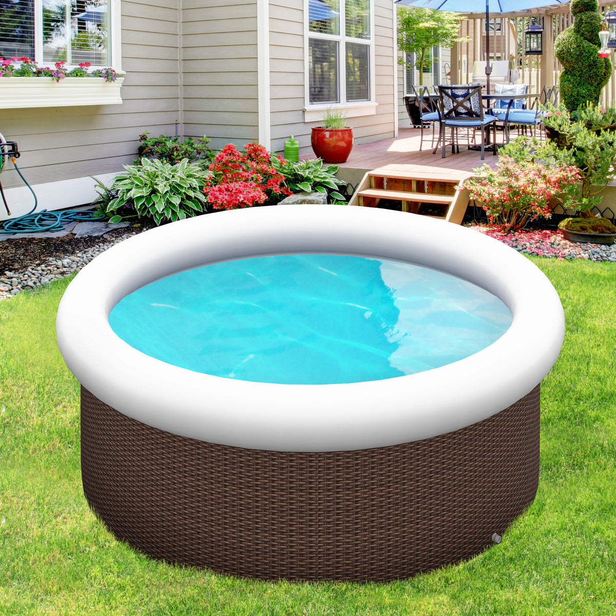 Aufblasbarer Pool, für 5 Personen, schneller Aufbau, robustes Material, braun, Ø300 x 76H cm