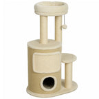 Kratzbaum mit 2-stöckiger Kratztonne Katzenbaum mit Sisal-Kratzpfosten, Plattform Sisalbrett Spielball, für Katzen 5kg