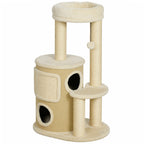Kratzbaum mit 2-stöckiger Kratztonne Katzenbaum mit Sisal-Kratzpfosten, Plattform Sisalbrett Spielball, für Katzen 5kg