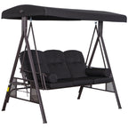 Swing Chair Hammock Chair 3 Seater Canopy Cushion Shelter Outdoor Bench Black