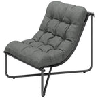 Lounge Sessel Outdoor Ergonomischer Gartensessel mit hautfreundlich Kissen Breiter Sitz Stahlrahmen Dunkelgrau