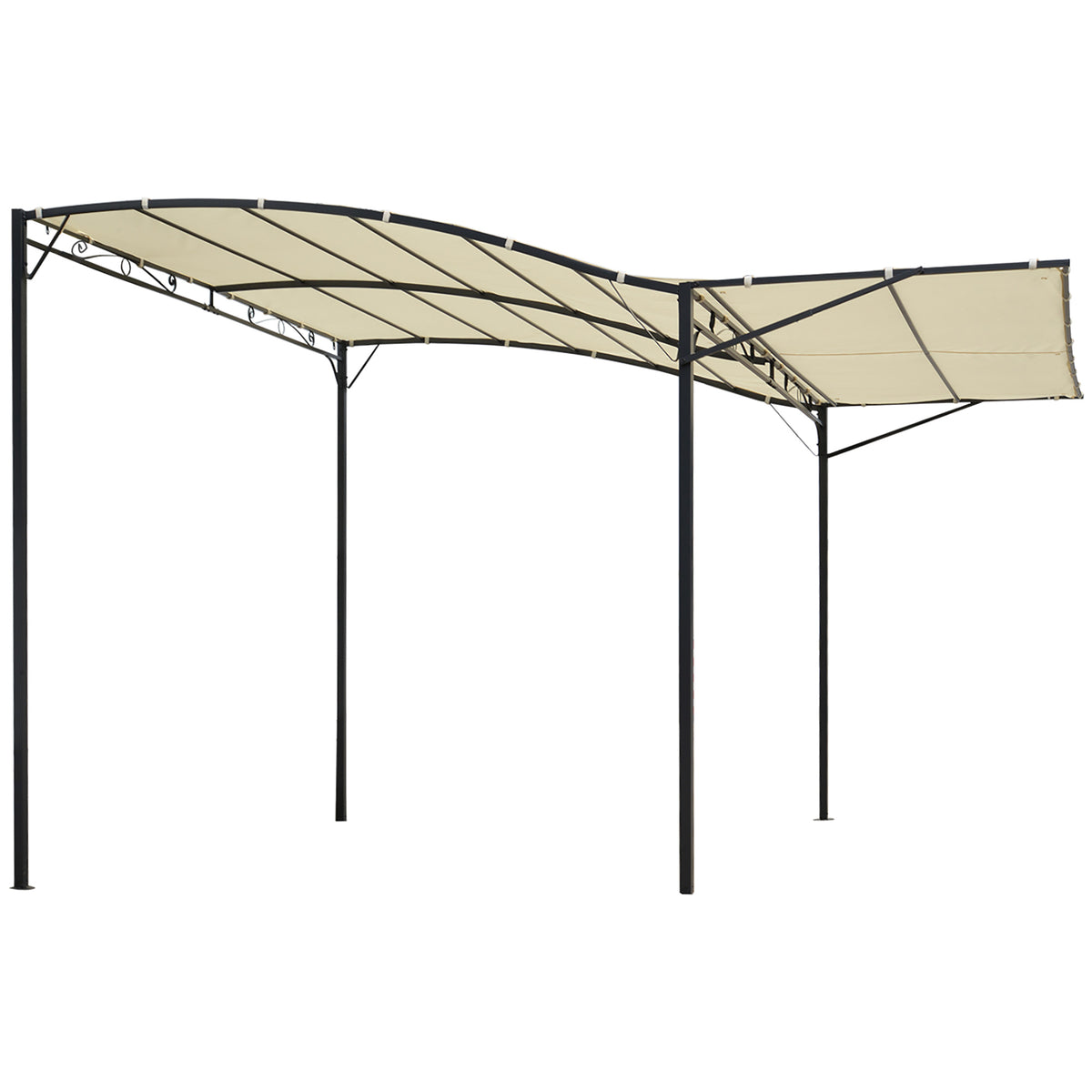 Pavillon mit klappbarer Dacherweiterung wetterfest 3 x 2,5 m Cremeweiß