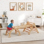 7-in-1 Kletterger¨¹st, Bogenleiter, Dreiecksleiter, Rampe, Kletterwand, Rutsche, f¨¹r Kinder von 1,5-4 Jahren, zusammenklappbar, Holz