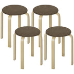 Polsterhocker im 4er-Set, stapelbar, lackierte Oberfläche, Holzbeine, Braun