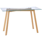 Esstisch für 4 Personen, Glasplatte, Stahlgestell, Holzoptik, 120L x 60B x 76H cm