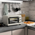 Minibackofen, 21 L Toasterofen mit 1 Drahtgestell und 1 Backblech, 3 Kochmodi, 100 °C-230 °C, Edelstahl, Glas, Cremeweiß