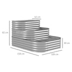 Hochbeet Outdoor-Blumentreppe Pflanzkasten, 3 Stufen, 158 cm x 109 cm x 82 cm, Silber