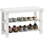 Schuhbank mit Sitzfläche Stauraum 2 Ablagen 70 x 28 x 45cm Weiß