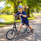 Roller Kinderroller mit Luftreifen Handbremse, 16 Zoll Tretroller Höhenverstellbar Kickscooter für Jungen und Mädchen ab 5 Jahre Kickboard Cityroller Kinder Scooter Schwarz