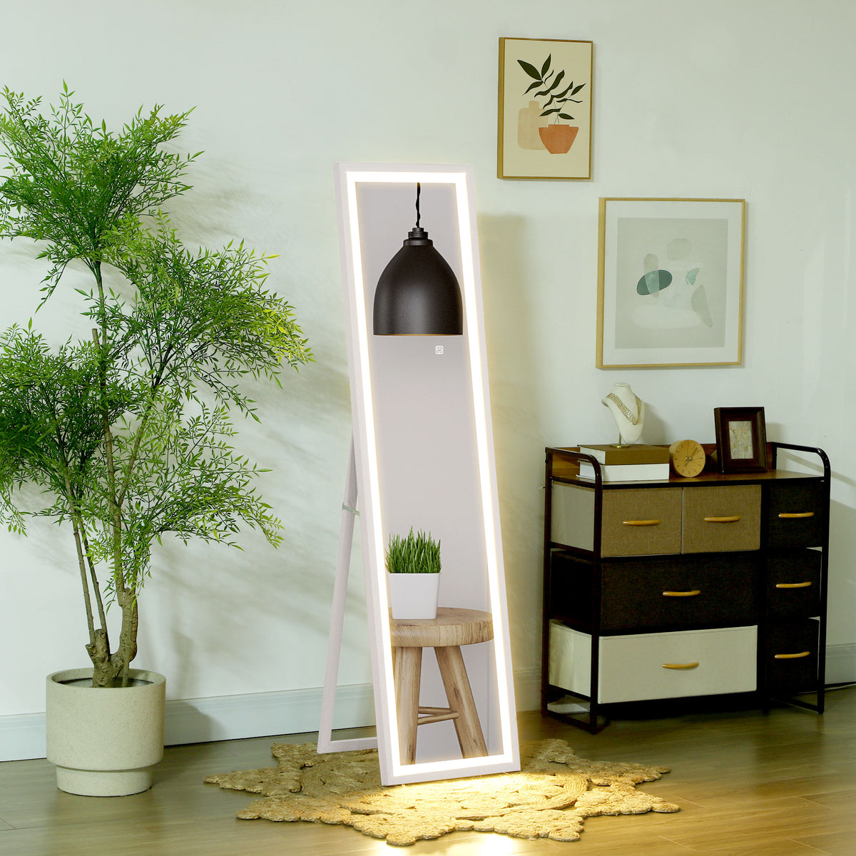 Ganzk?rperspiegel, 40x160 cm, LED-Beleuchtung, Touch-Steuerung, dimmbar, 3 Farben, Wei?