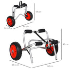 Alu Kanuwagen Kajakwagen Surfwagen klappbar mit Gurt Kunstleder-Räder Silber bis 75 kg 68 x 44,5 x 40 cm