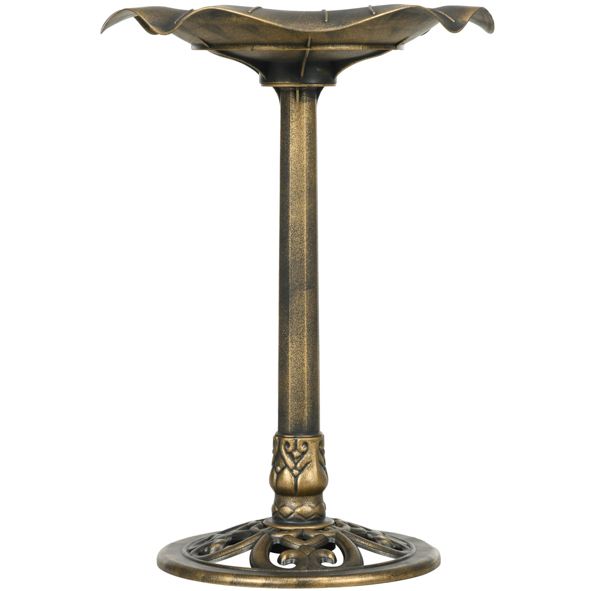 71cm Bird Bath for Garden, Standing Pedestal Birdbath with Lotus Leaf Basin, Vintage Decorative Bird Bath Bowl for Outdoor, Bronze Tone