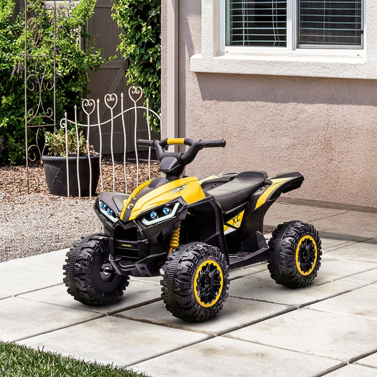 Elektro-Kinderquad, LED-Scheinwerfer, Sto?d?mpfer, ergonomischer Sitz, Gelb+Schwarz