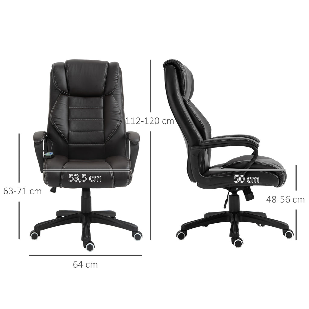 B¨¹rostuhl mit Massagefunktion, h?henverstellbarer Chefsessel, ergonomischer Drehstuhl, 6 Vibrationspunkte, Braun