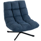 Drehbarer Akzentstuhl, Moderner Lounge-Sessel ohne Armlehnen mit Stahlbeinen, Dunkelblau