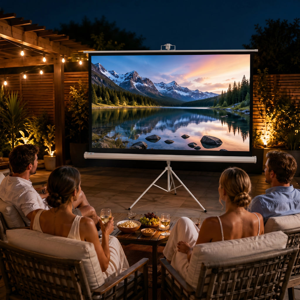 Beamer Leinwand mit Stativ 186 x 105 cm 84 Zoll 16:9 HD 4K Rollo-Leinwand