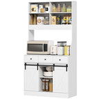K¨¹chenschrank mit Regalen, Schr?nken, Schubladen und Ablagefl?che, Bauernhaus-Flair, verstellbare Regale, Holz, Wei?