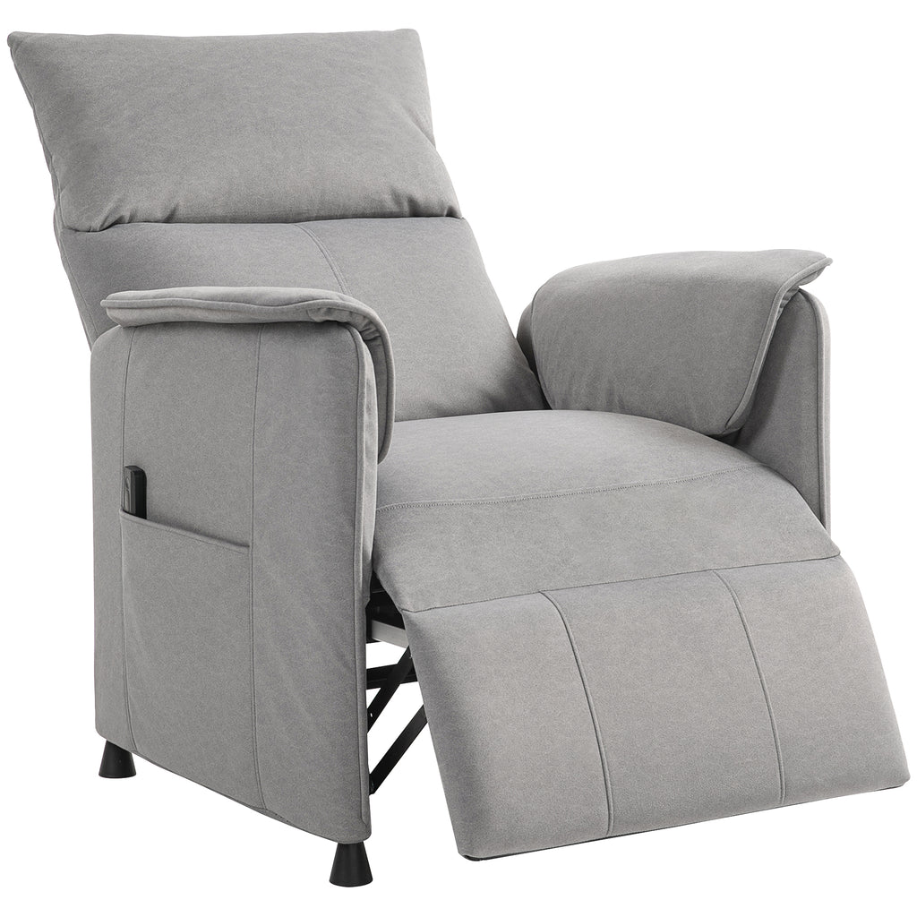 Relaxsessel mit leisem Motor, Polstersessel mit robusten Stoffbezug, Memory-Funktion, anpassbare Fußstütze, Grau