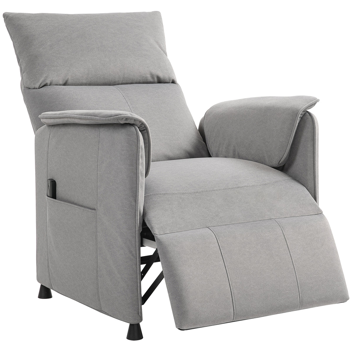 Relaxsessel mit leisem Motor, Polstersessel mit robusten Stoffbezug, Memory-Funktion, anpassbare Fußstütze, Grau